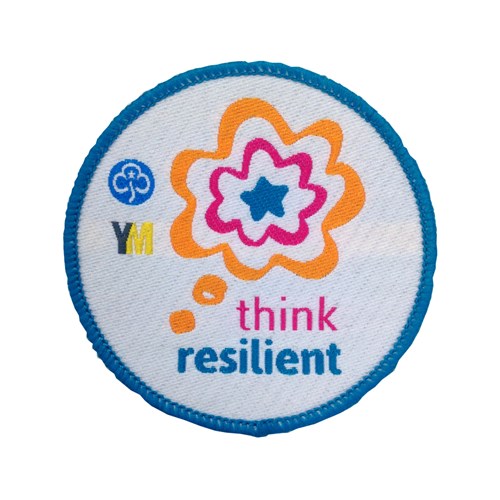 Think resilient woven badge