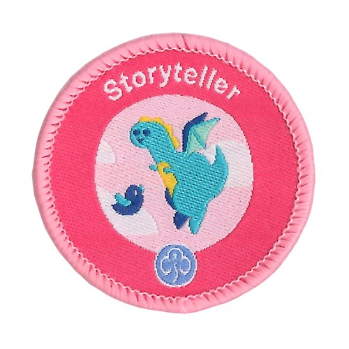 Rainbows Story teller interest woven badge