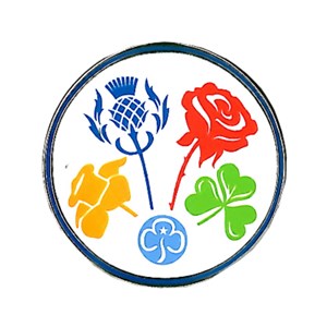 Girlguiding UK national flowers friendship metal badge