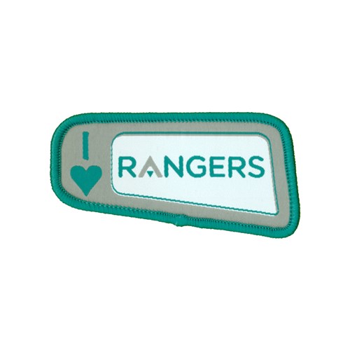 I heart love rangers logo woven badge