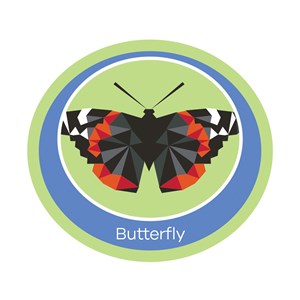 Butterfly emblem woven badge
