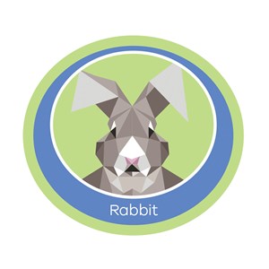 Rabbit emblem woven badge