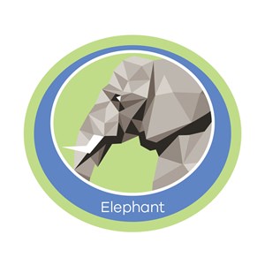 Elephant emblem woven badge