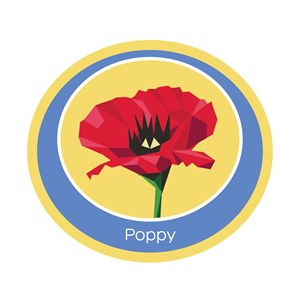 Poppy emblem woven badge