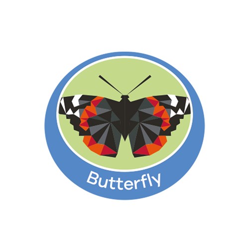 Butterfly emblem metal badge