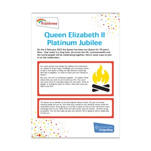 The Queen's Platinum Jubilee section activity sheet - Rainbows