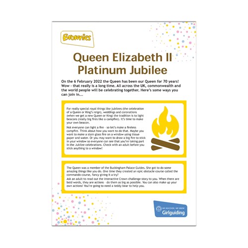 The Queen's Platinum Jubilee section activity sheet - Brownies