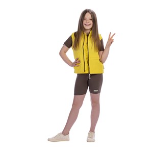 Brownie wearing uniform cycle shorts, short-sleeve t-shirt and gilet