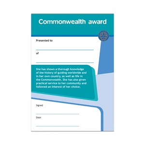 Commonwealth award certificate