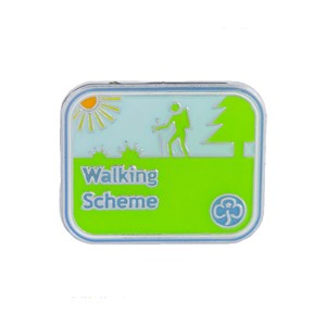 Walking scheme metal badge