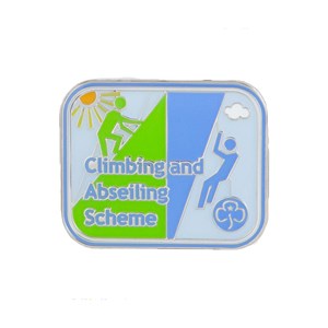 Climbing and abseiling scheme metal badge