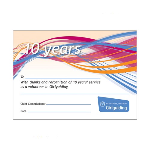 10 year service certificate