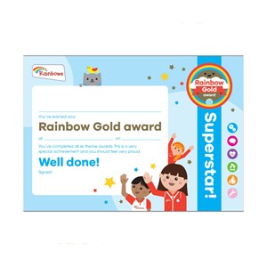 Rainbow gold award certificate