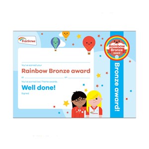 Rainbows bronze award certificate