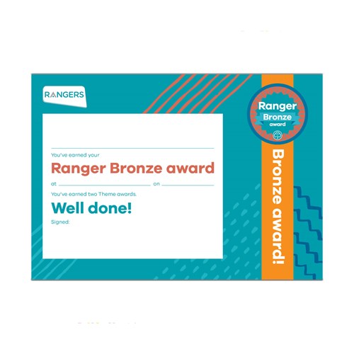 Rangers bronze award certificate