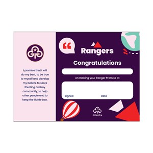 Rangers  promise certificate  