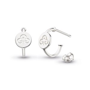 Silver earrings semi hoop with trefoil