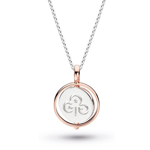 Spinner silver necklace with rose gold accent
