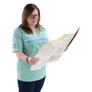 Women wearing I'm not not lost I'm exploring  t-shirt with map.