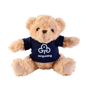Teddy bear  wearing Girlguiding trefoil t-shirt.