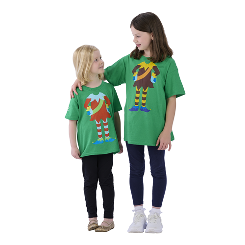  Girls wearing Elf Christmas t-shirt 